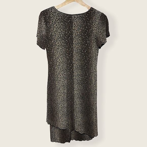 Vintage 90s Size 10 Dress Barn Neutral Leopard Print Cheetah Print Mini Dress - Picture 8 of 11